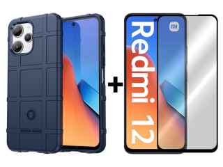 SKLO + PUZDRO 2v1 pre Xiaomi Redmi 12 - Tvrdené COVERAGE modré