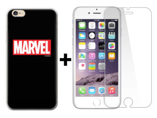SKLO + PUZDRO 2v1 pre Apple iPhone 6 Plus, 6S Plus - MARVEL čierne