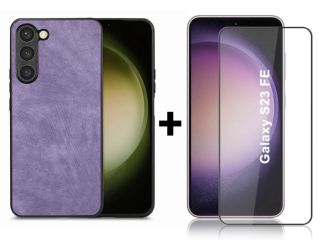 SKLO + KRYT 2v1 pre Samsung Galaxy S23 FE - LEATHER fialový