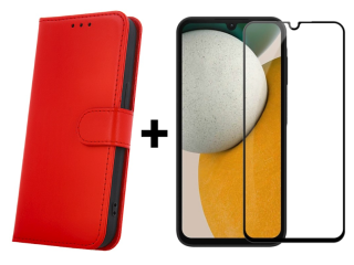 SKLO + PUZDRO 2v1 pre Samsung Galaxy A15 / A15 5G - Knižkové puzdro CLASSIC červené