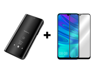 9D SKLO + PÚZDRO 2v1 pre Huawei P Smart 2019 Clear View čierne