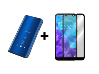 9D SKLO + PÚZDRO 2v1 pre Huawei Y5 2019 / Honor 8s Clear View modré