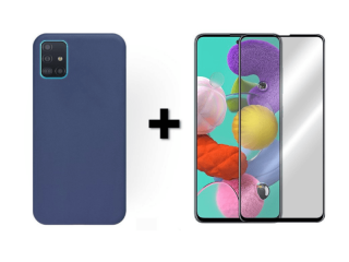 9D SKLO + PÚZDRO 2v1 pre Samsung Galaxy A51 modré