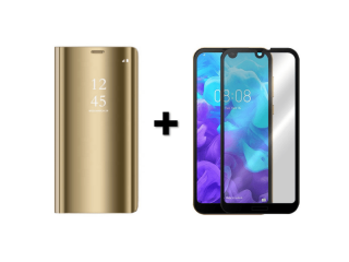 9D SKLO + PÚZDRO 2v1 pre Huawei Y5 2019 / Honor 8s Clear View zlaté