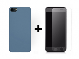 SKLO + PÚZDRO 2v1 pre iPhone 7, 8, SE 2 sivo modré