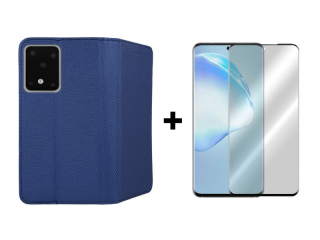 9D SKLO + PÚZDRO 2v1 pre Samsung Galaxy S20 Ultra - Knižkové magnet modré
