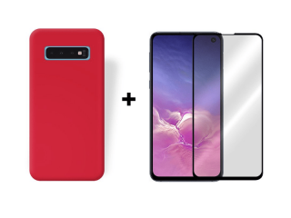 9D SKLO + PÚZDRO 2v1 pre Samsung Galaxy S10 červené