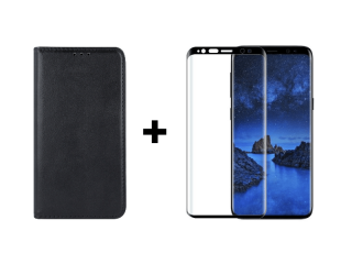 9D SKLO + PÚZDRO 2v1 pre Samsung Galaxy S9 Knižkové magnet čierne