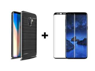 9D SKLO + PÚZDRO 2v1 pre Samsung Galaxy S9 carbon čierne