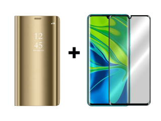 9D SKLO + PÚZDRO 2v1 pre Xiaomi Mi Note 10 / Note 10 Pro Clear View zlaté