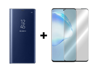 9D SKLO + PÚZDRO 2v1 pre Samsung Galaxy S20 Plus - Clear view modré