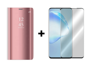 9D SKLO + PÚZDRO 2v1 pre Samsung Galaxy S20 Plus - Clear view ružové