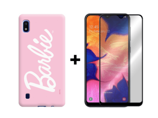9D SKLO + PÚZDRO 2v1 pre Samsung Galaxy A10 Barbie ružové