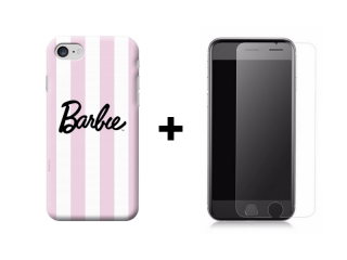 SKLO + PÚZDRO 2v1 pre iPhone 7, 8, SE 2 Barbie ružovo biele