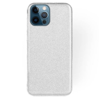 Silikonové púzdro na Apple iPhone 12 pro max glitter strieborné