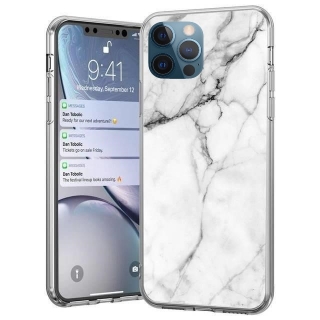 Silikonové púzdro na Apple iPhone 12 pro max marble biele