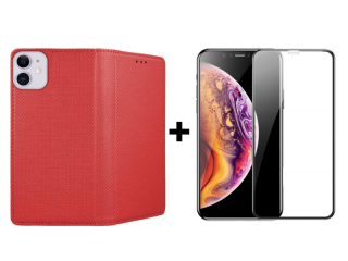 9D SKLO + KRYT 2v1 pre Apple iPhone 12 mini Knižkové púzdro červené