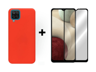 9D SKLO + PÚZDRO 2v1 pre Samsung Galaxy A12 červené
