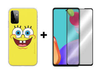 9D SKLO + PÚZDRO 2v1 pre Samsung Galaxy A52 / A52 5G / A52s SpongeBob