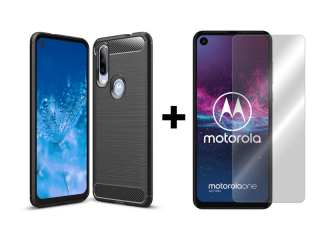 SKLO + PÚZDRO 2v1 pre Lenovo Motorola One Action carbon čierne