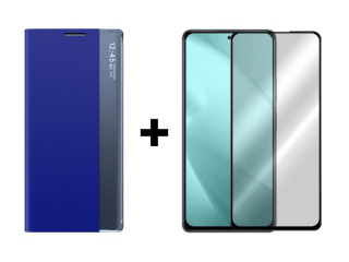 9D SKLO + PÚZDRO 2v1 pre Xiaomi Redmi Note 10 Pro Sleep modré