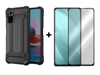 9D SKLO + PÚZDRO 2v1 pre Xiaomi Redmi Note 10 Pro Armor čierne