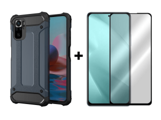 9D SKLO + PÚZDRO 2v1 pre Xiaomi Redmi Note 10 Pro Armor modré