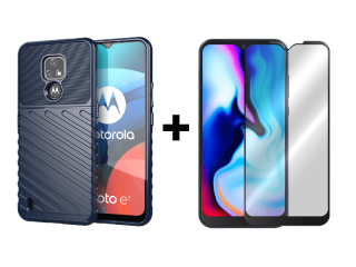 9D SKLO + PÚZDRO 2v1 pre Motorola Moto E7 - Thunder modré