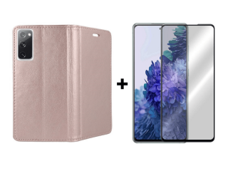 9D SKLO + PÚZDRO 2v1 pre Samsung Galaxy S20 FE - Knižkové magnet ružové