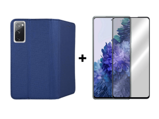 9D SKLO + PÚZDRO 2v1 pre Samsung Galaxy S20 FE - Knižkové magnet modré