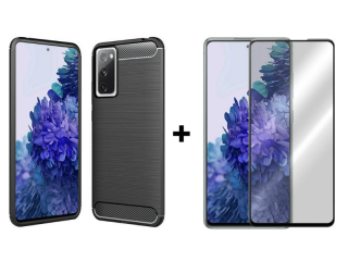 9D SKLO + PÚZDRO 2v1 pre Samsung Galaxy S20 FE - carbon čierne