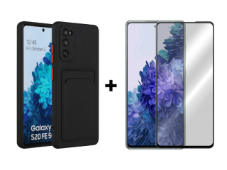 9D SKLO + PÚZDRO 2v1 pre Samsung Galaxy S20 FE - Silikónové čierne
