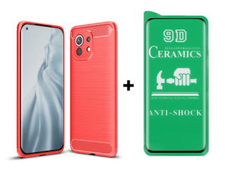 KERAMICKÁ FÓLIA + PUZDRO pre Xiaomi Mi 11 - Carbon červené