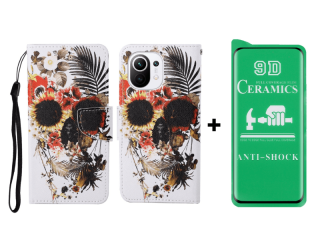 KERAMICKÁ FÓLIA + PUZDRO pre Xiaomi Mi 11 - Knižkové Fancy flower