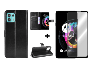 9D SKLO + PÚZDRO 2v1 pre Motorola Moto Edge 20 Lite - Solid čierne