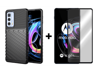 9D SKLO + PÚZDRO 2v1 pre Motorola Moto Edge 20 Pro - Thunder čierne