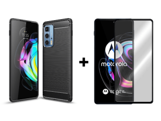 9D SKLO + PÚZDRO 2v1 pre Motorola Moto Edge 20 Pro - carbon čierne