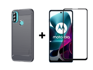 9D SKLO + PUZDRO 2v1 pre Motorola Moto E20 / E40 - Carbon sivé
