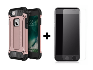 SKLO + PUZDRO 2v1 pre iPhone 7, 8, SE 2 - Armor ružové