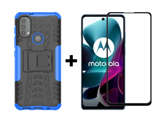 9D SKLO + PUZDRO 2v1 pre Motorola Moto E20 / E40 - Armor Holder modré