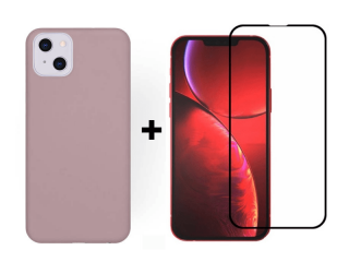 9D SKLO + PÚZDRO 2v1 pre Apple iPhone 13 Mini - silikónový powder ružový