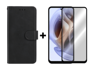 9D SKLO + PÚZDRO 2v1 pre Motorola Moto G71 5G - Knižkové Solid čierne
