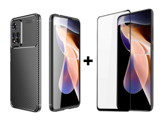 SKLO + PÚZDRO 2v1 pre Xiaomi Redmi Note 11 Pro / Note 11 Pro 5G - focus čierne
