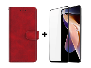 SKLO + PÚZDRO 2v1 pre Xiaomi Redmi Note 11 Pro / Note 11 Pro 5G - Solid červené