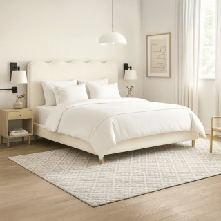 Posteľ IZMIR – 160×200 cm, krémová látka boucle